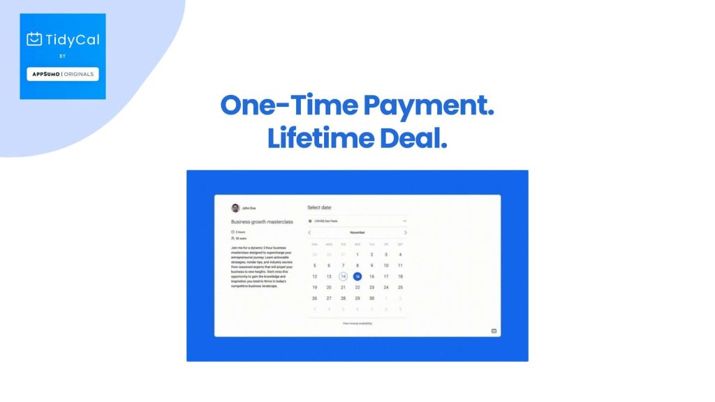 TidyCal-One-time paymennt